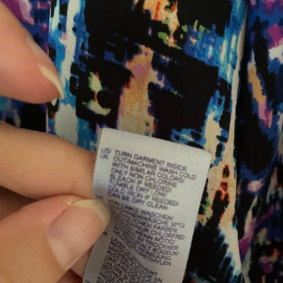 NYDJ Pintuck Blouse Women's Petite XL Blue Split Neck Pullover PXL - Picture 10 of 10